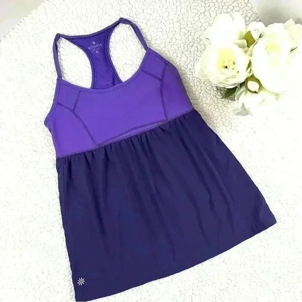 Athleta‎ Purple Retreat Yoga Compression Fit & Flare Athletic Tank Top Size M